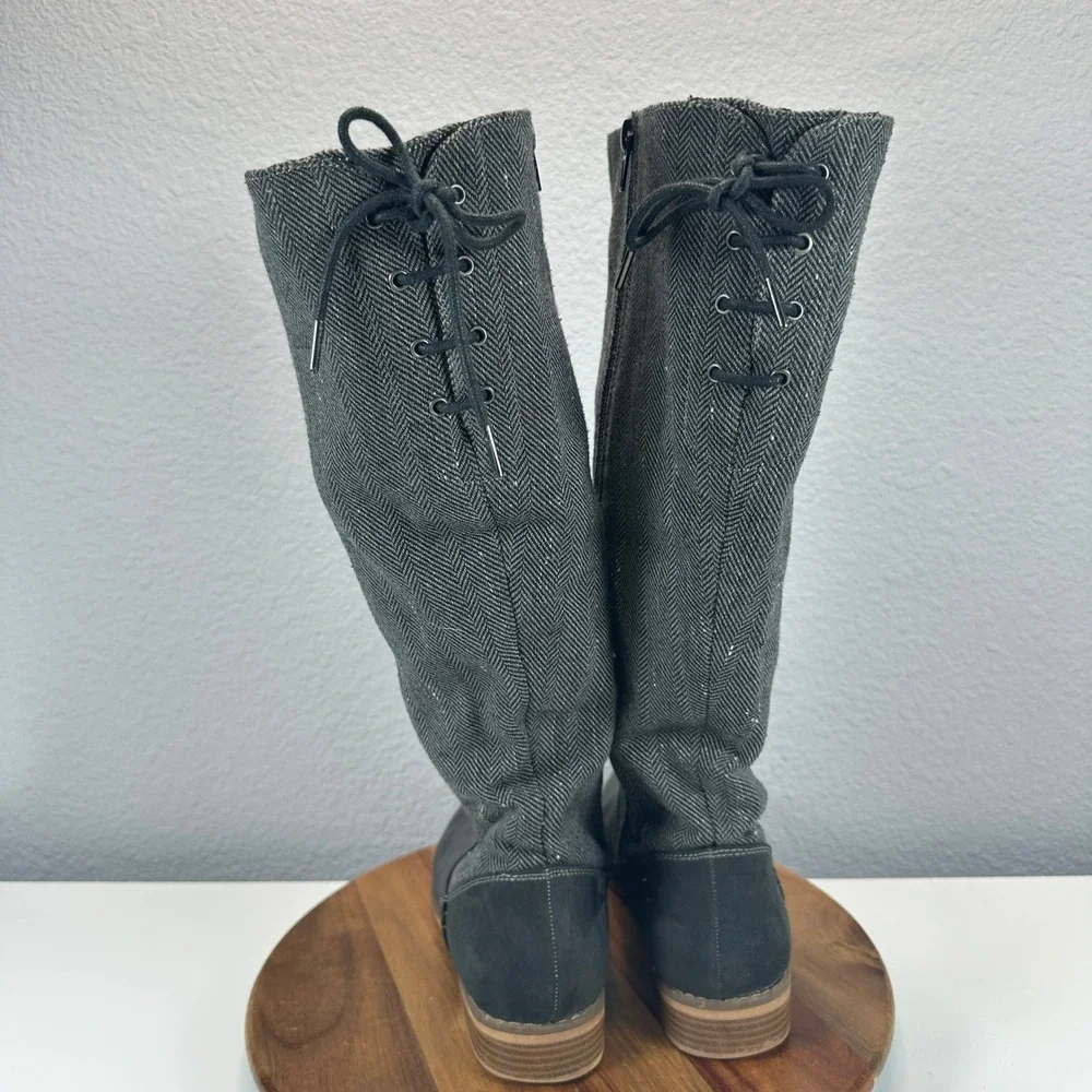 Rocket Dog Moore Coast Herringbone Tall Riding Boots Grey‎ Faux Suede Womens 10